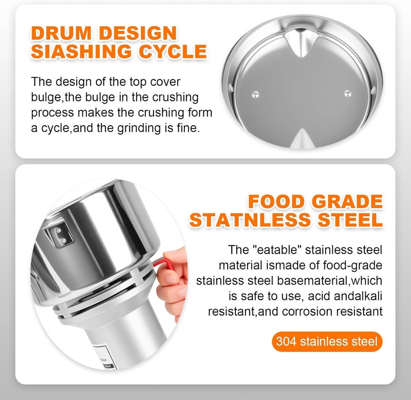 Xeoca Grain Mill, 550g Flour Mill Grinder for Home, Electric Stainless Steel Grain Grinder for Wheat, Herbs, Nuts, Grains, Corn, Flour, Seasonings - Image 4